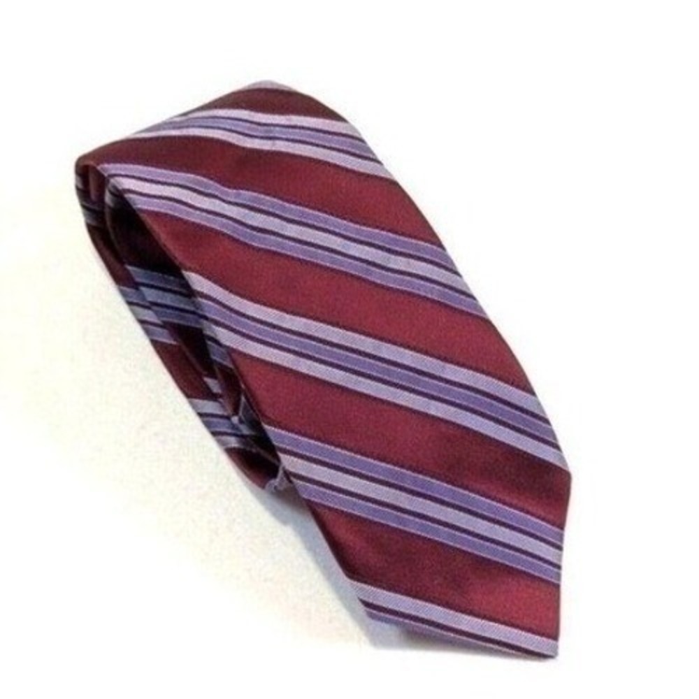 Brooks Brothers Mens Silk Tie Burgundy Blue Striped Made in USA Vintage Necktie